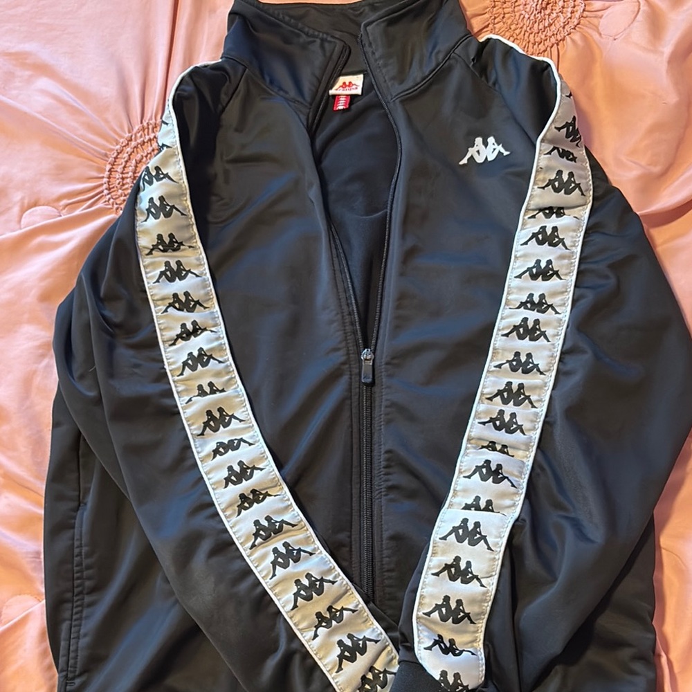 Kappa Black Jacket with Iconic Logo Accents